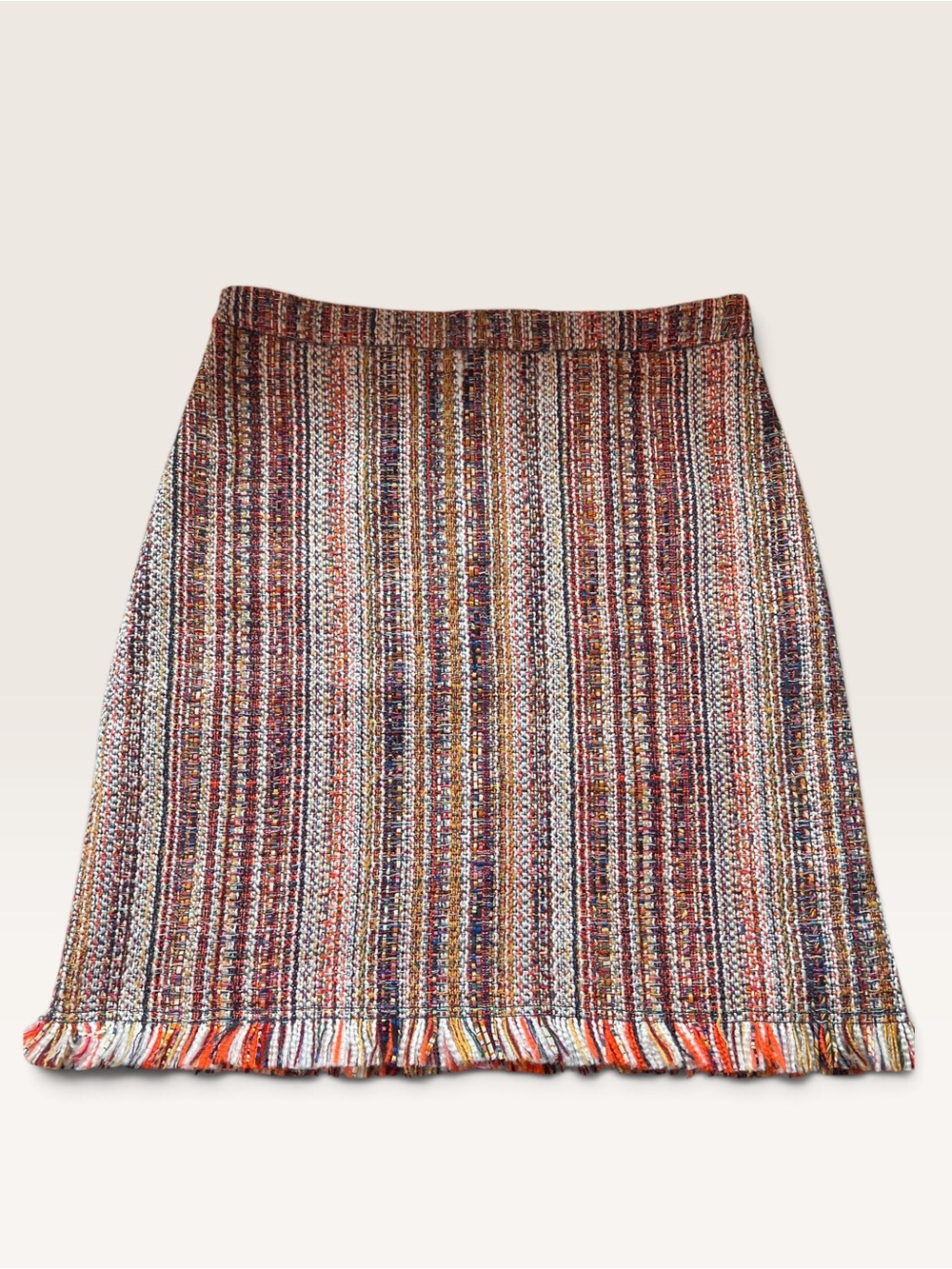 Maeve by Anthropologie Tweed Fringe Hem Skirt